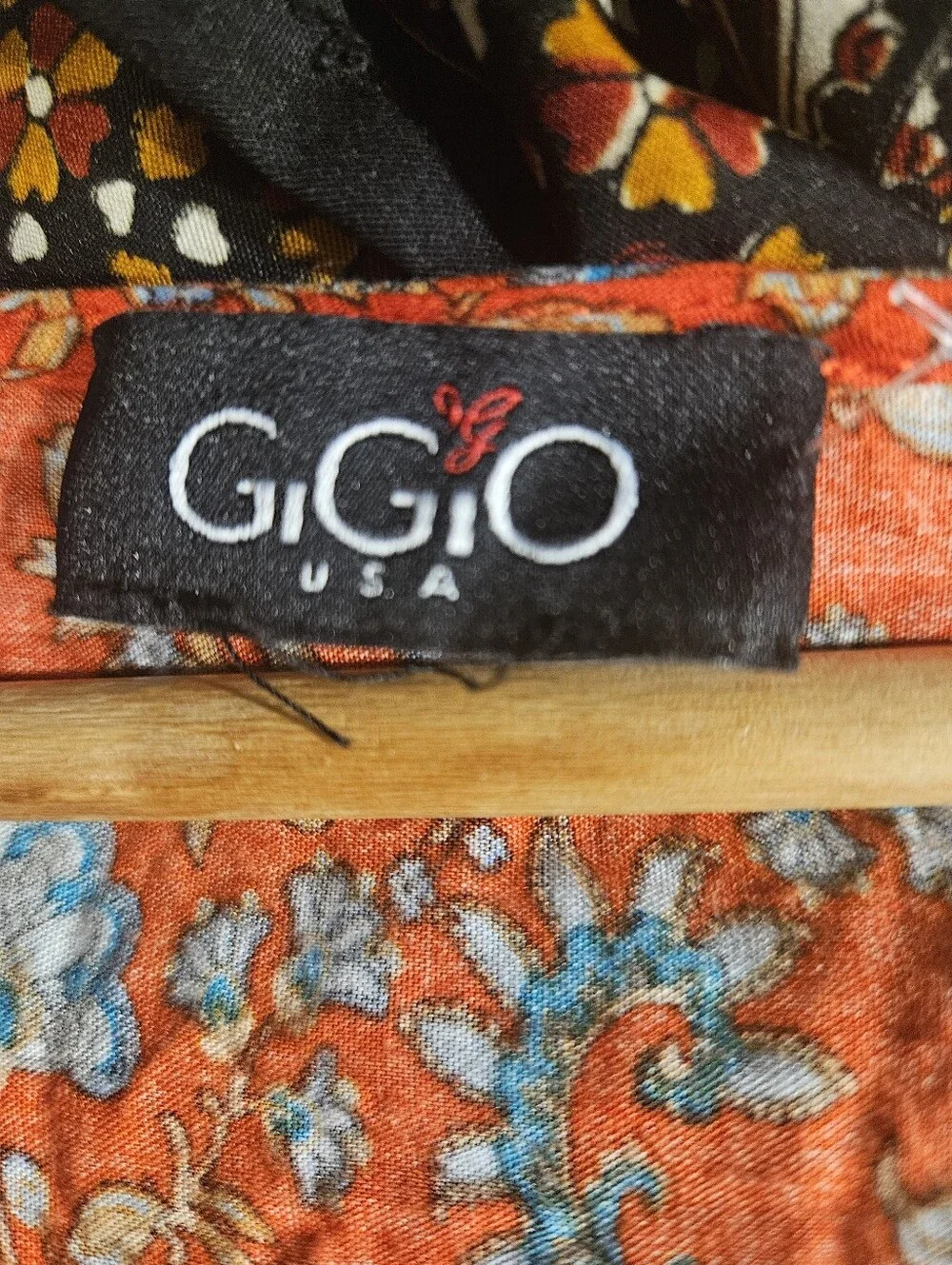 GIGIO USA Orange Floral Boho Tunic Dress High-Low Smocked Size L